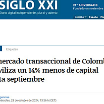 El mercado transaccional de Colombia moviliza un 14% menos de capital hasta septiembre